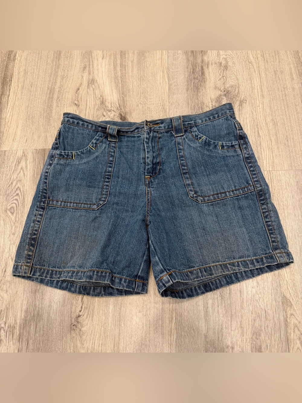Faded Glory Vintage Denim Utility Shorts Size 14 100% Cotton‎